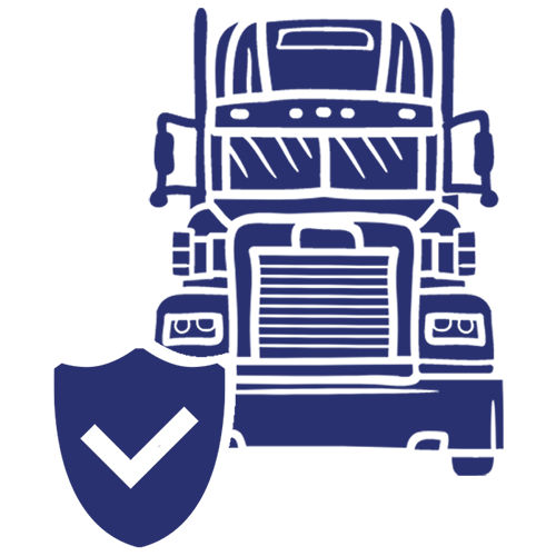 Icon: Shield in front of a semi truck